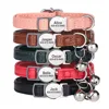 Personalized Cat Collar PU Leather Cat Safety Collars Adjustable Kitten Necklace With Free Engraved ID Nameplate Bell Gift 2
