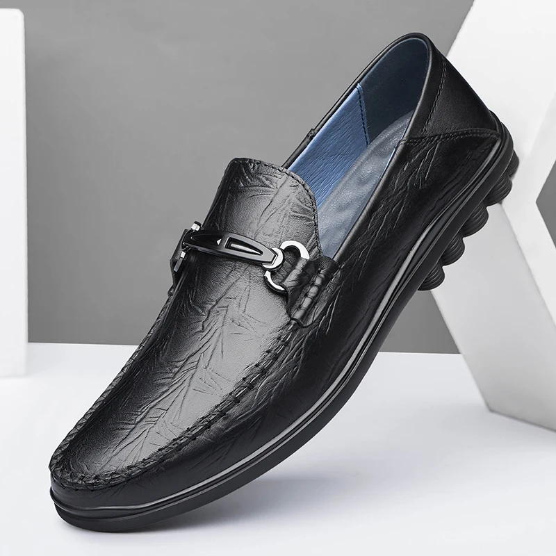 

Men Casual Leather Shoes Classic Italian Moccasins Shoes Fashion Slip on Loafers Flats Driving Shoes Leisure Male Luxury Brand