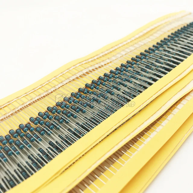 100Pcs 1/4w Metal Film Resistor 1% 10 ohm - 2.2M Ohm 1R 10R 100R 220R 1K 10K 100K Resistance