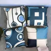 Modern Blue Geometric Linen Cushion Cover for Car Living Room Sofa Bedroom Home Decor, 40x40 45x45 50x50 60x60 Pillowcase 1