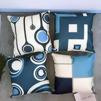 Modern Blue Geometric Linen Cushion Cover for Car Living Room Sofa Bedroom Home Decor, 40x40 45x45 50x50 60x60 Pillowcase 1