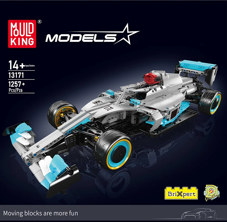 Mould King 13171 Technik-Auto-Bausatz, ferngesteuertes F1-Rennauto-Bausatz, Montage-Auto-Spielzeug, Weihnachtsgeschenk für Kinder – Detail 1