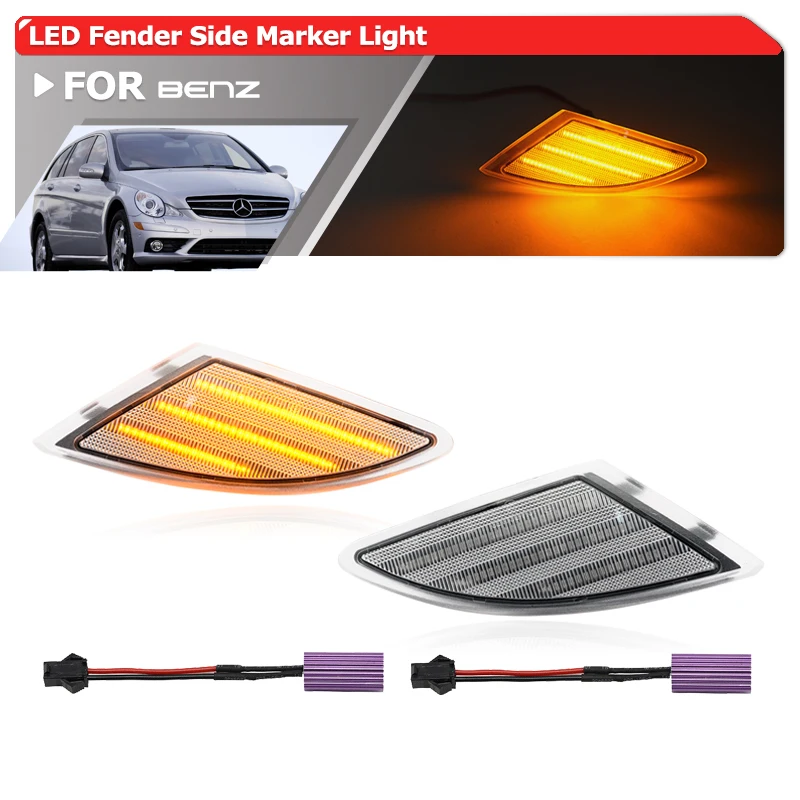 

For Mercedes Benz W251 R-Class 2006-2010 R320 R350 R500 R63AMG Bumper White/Amber LED Side Repeater Reflector Light Assy Kits