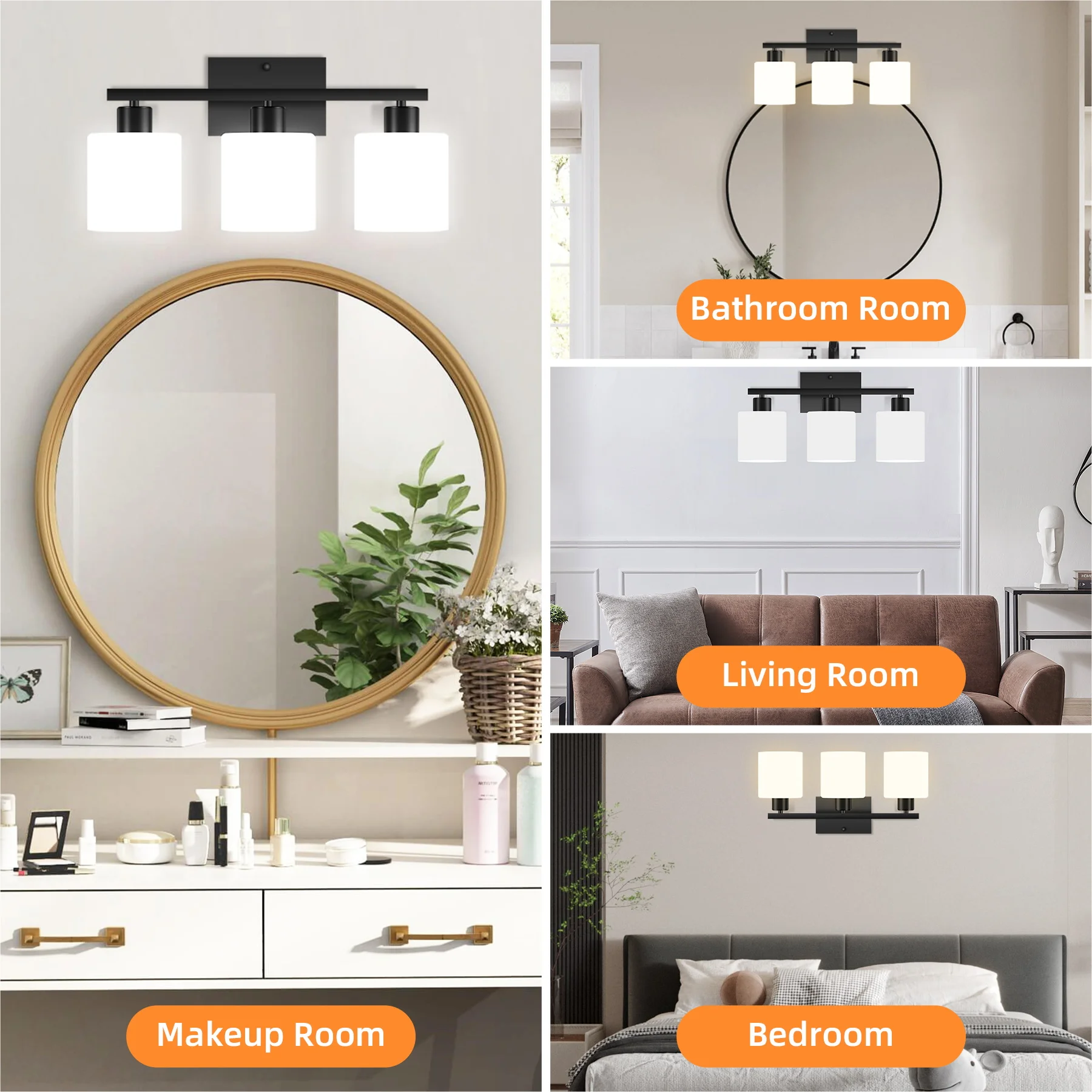 Mirror Lighting E26 Socket Fixtures Interior Mirrors Bathroom Decoration Vanity Table Lamps Frosted Glass Wall Corridor Light