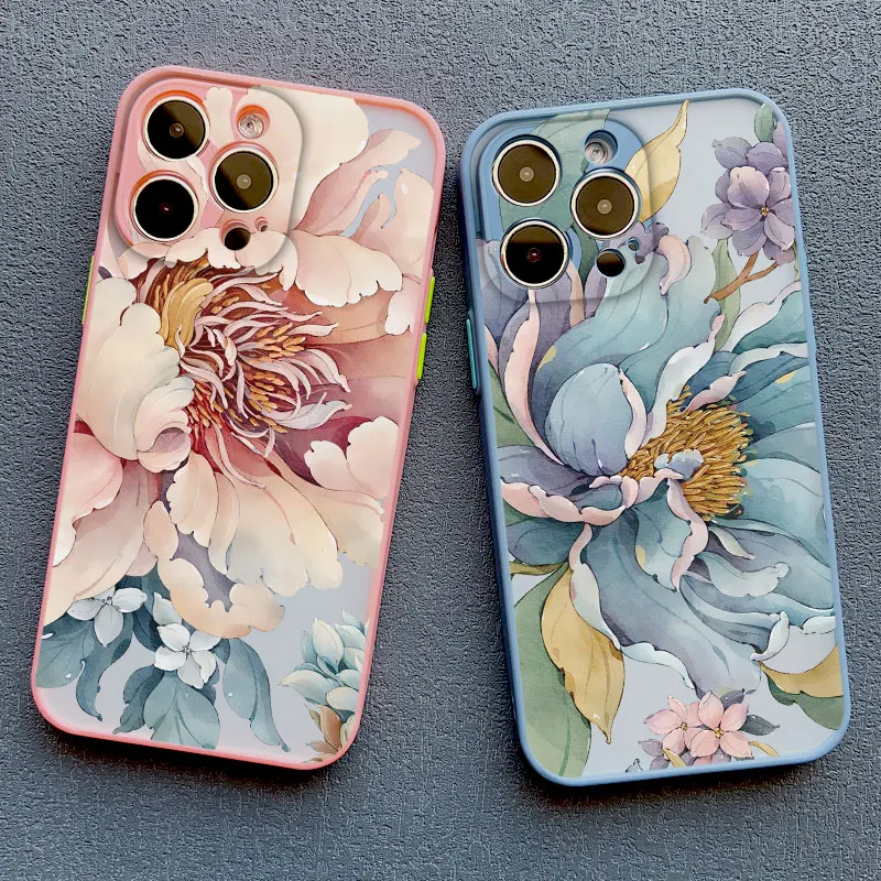 Vintage Elegante Rosa Pfingstrosen-Blumen Handyhülle für iPhone 17 16 15 11 13 14 Pro Max 12 Mini Pro Max 15 14 Plus X XR XS Rückseite – Detail 16