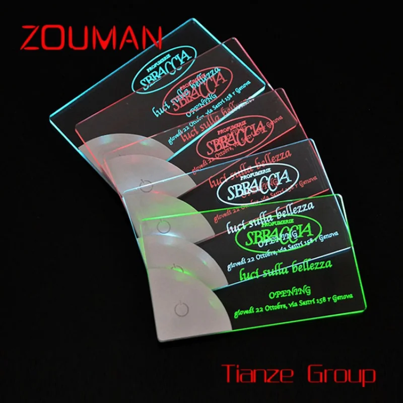 Custom , NEW 2023 Luxury LED Acrylic Business Card Custom Business Cards Design Printing Laser Engrave Unique Light up Business 