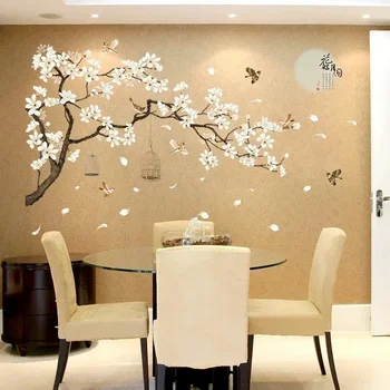 NEW Tree Wall Stickers Birds Flower Home Decor Wallpapers for Living Room Bedroom DIY Vinyl Rooms Decoration 2