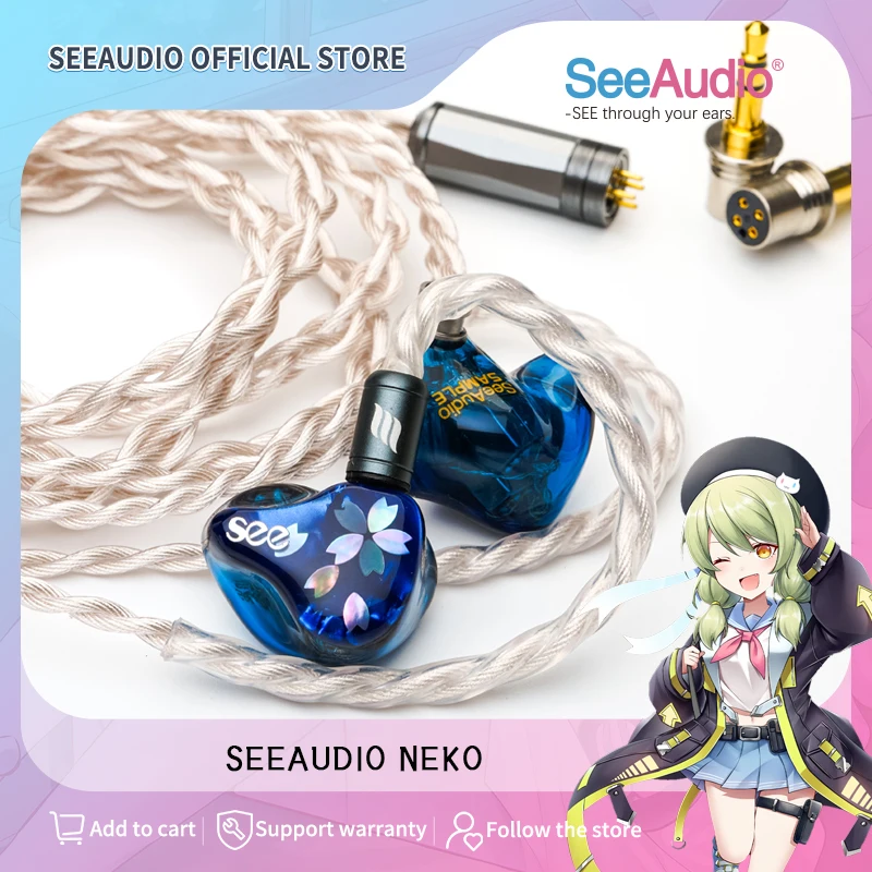 Наушники-вкладыши SeeAudio Neko 6BA IEMs с EA CADMUS OCC, посеребренный кабель, hi-fi проводные наушники J-POP, музыкальные наушники 2Pin 0,78