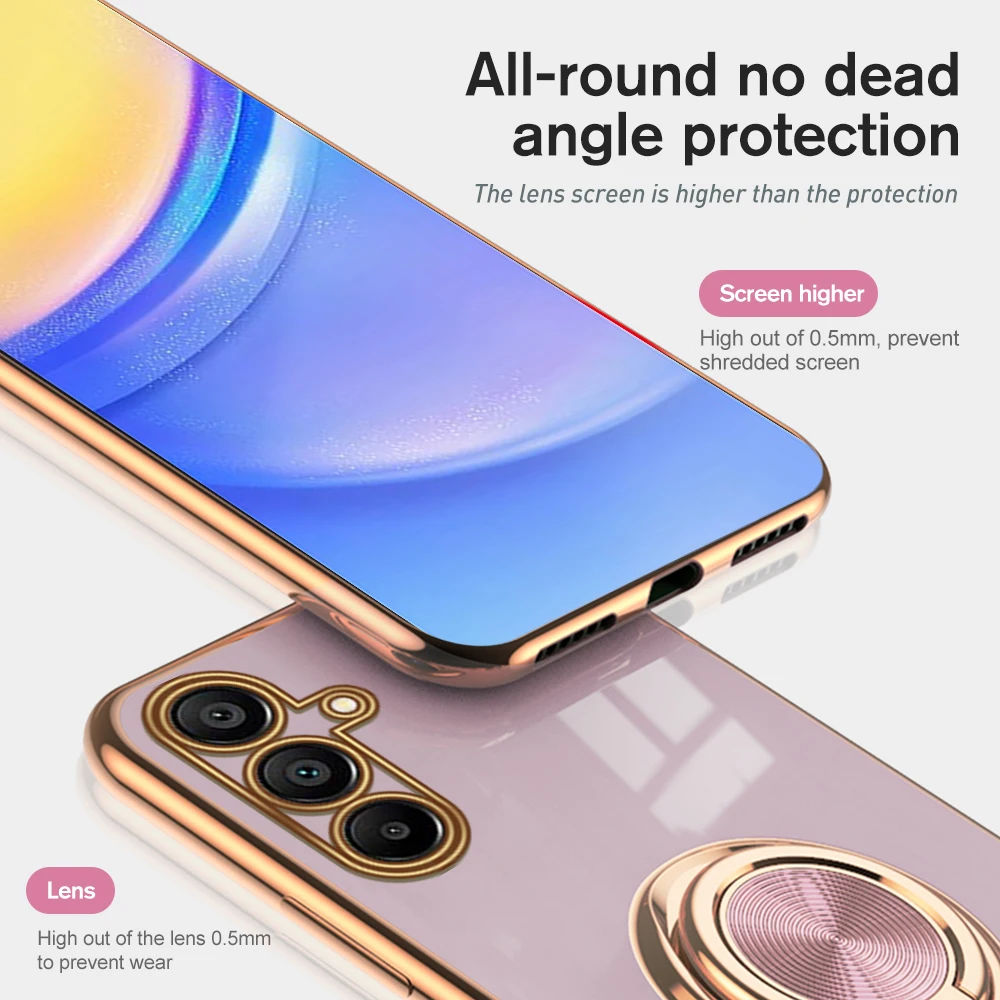 Plating Magnetic suction Case For Samsung Galaxy A15 A25 A54 5G 4G Full Lens Protect Cover Samsun A 15 25 54 Ring Holder_voghion.com