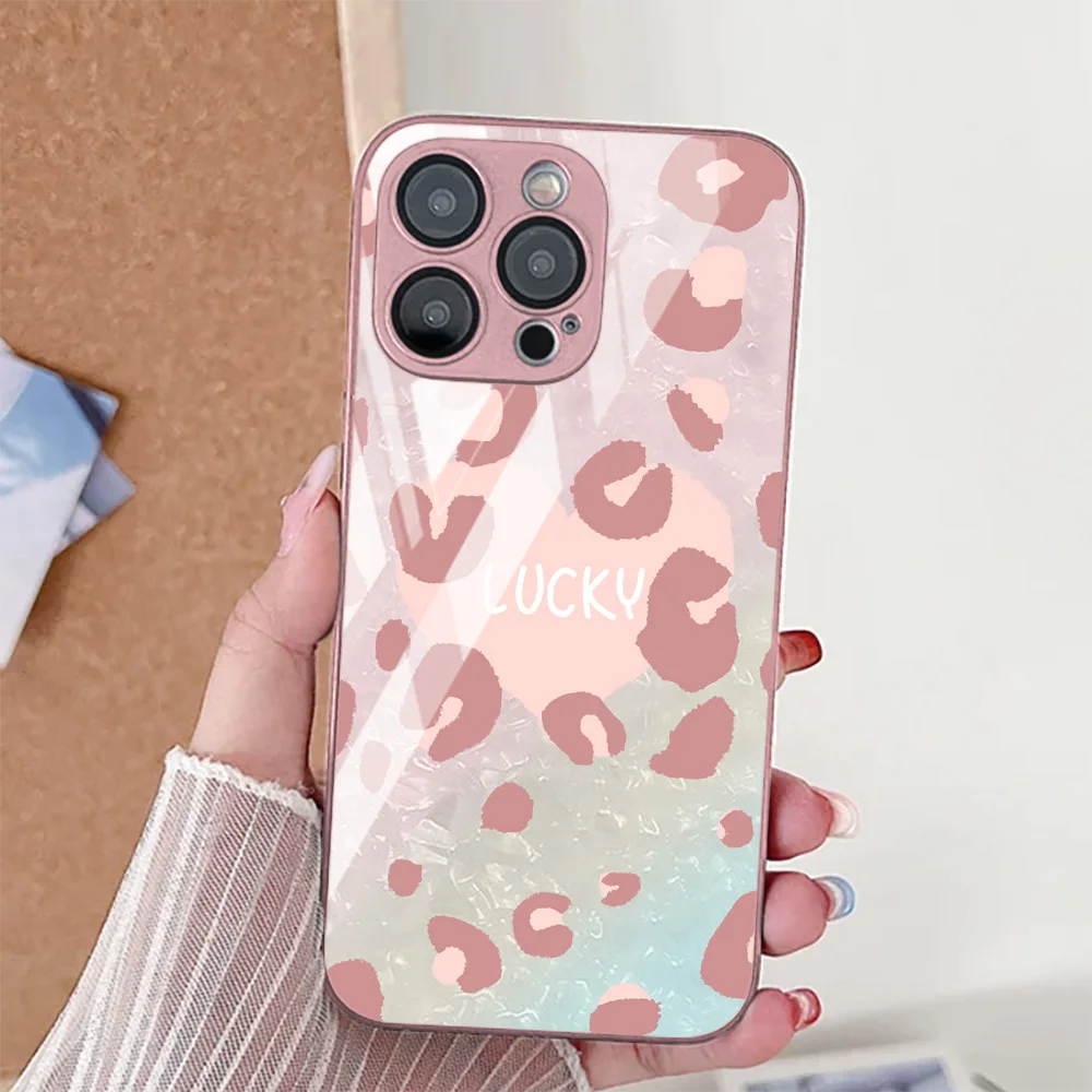 Leopard Print Tempered Glass Phone Case