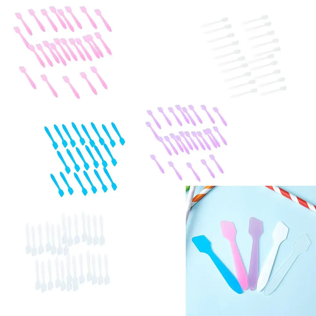 Makeup Tools 100Pcs Plastic Spatula Disposabled Cosmetic Spoon Skin Care Cream Face Mask Mixing Spoon Beauty Supplies Makeup Mixing Tool