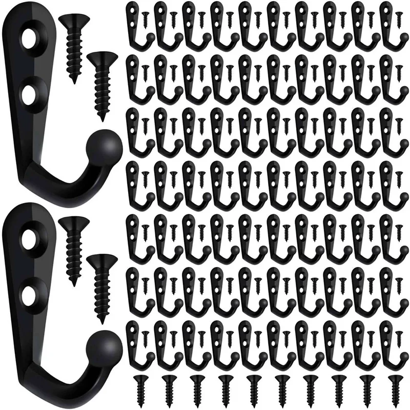 

400 Pieces Of Double-Hole Wall Mounted Single Hook Robe Hook Coat Hook And 840 Pieces Of Screws For Hanging Key Hook