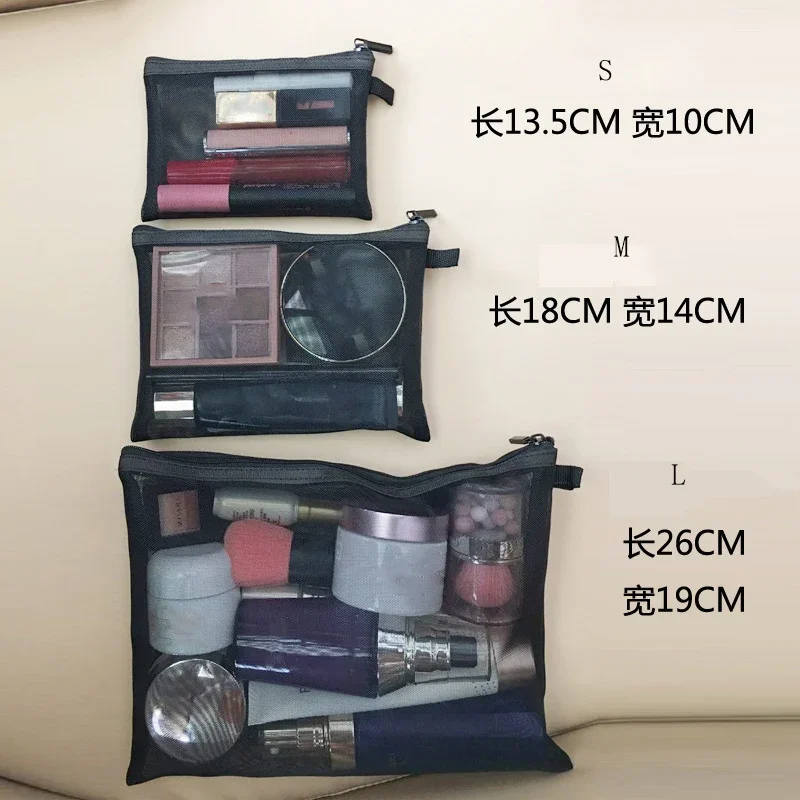 Makeup Organizer Cosmetic Bag Cosmetic Storage Bag Toiletry Bag Makeup Bag Cosmetic Case 1PCS Makeup Bags for Cosmetics Mesh Balck Pencil Case Women Cosmetic Brushes Tools Kit Bag Girls Lipstick Storage Brush Pouch