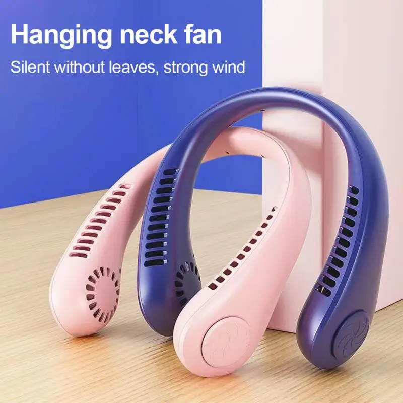 

Portable Hanging Neck Fan USB Rechargeable Silent Sports Neckband Fan 3 Gears 2000mAh Cooling Without Blades Ventilator