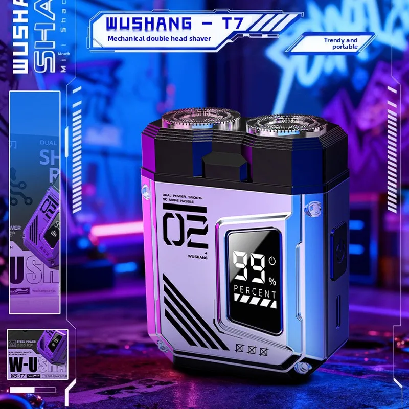 듀얼 헤드 전기 면도기, 남성용 충전식 미니 휴대용 메카 면도기, 습식 및 건식 수염 트리머