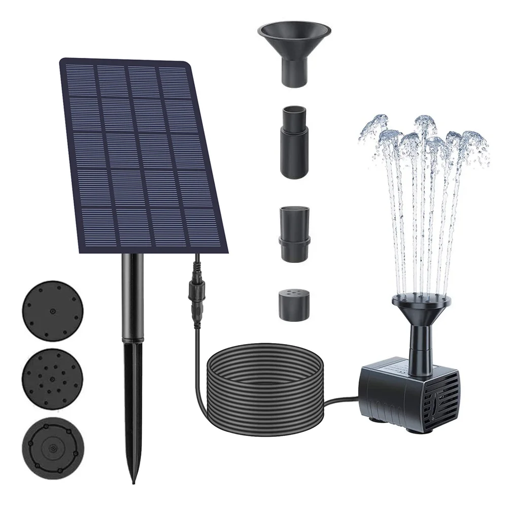 2.5W Solar Fountain Pump with 6Nozzles Solar Powered Pump with Stake Panel Kit for Bird Bath Pond Garden and Other Places solar fountain solar fountain pump garden pond fountain solar water pump bird bath bird bath supplies fountain nozzles