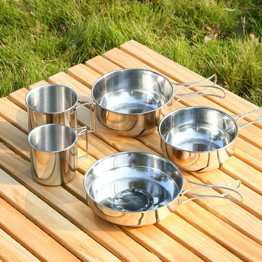 

1 Set Picnic Bowl Set Easy to Clean Sturdy Rivets Non-stick Cooking Hiking Picnic Set Camping Supply Cookware Set Cookware Kit