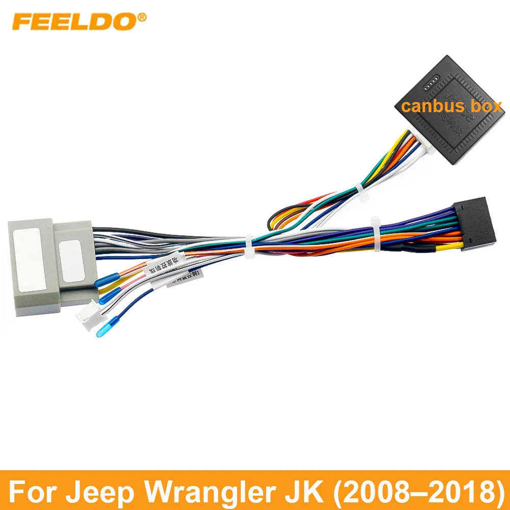 

FEELDO Car 16pin Android Wiring Harness With Canbus For Jeep Wrangler JK (2008–2018) Aftermarket Stereo Installation