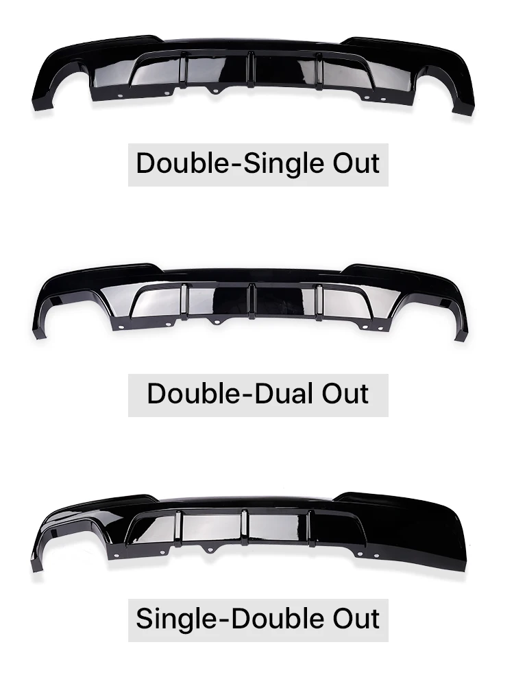 Rear Bumper Diffuser For BMW 5 Series F10 2010- Black M5 Performance Rear Bumper Diffusor Spoiler V Type Competition Diffuser M Sport M Tech