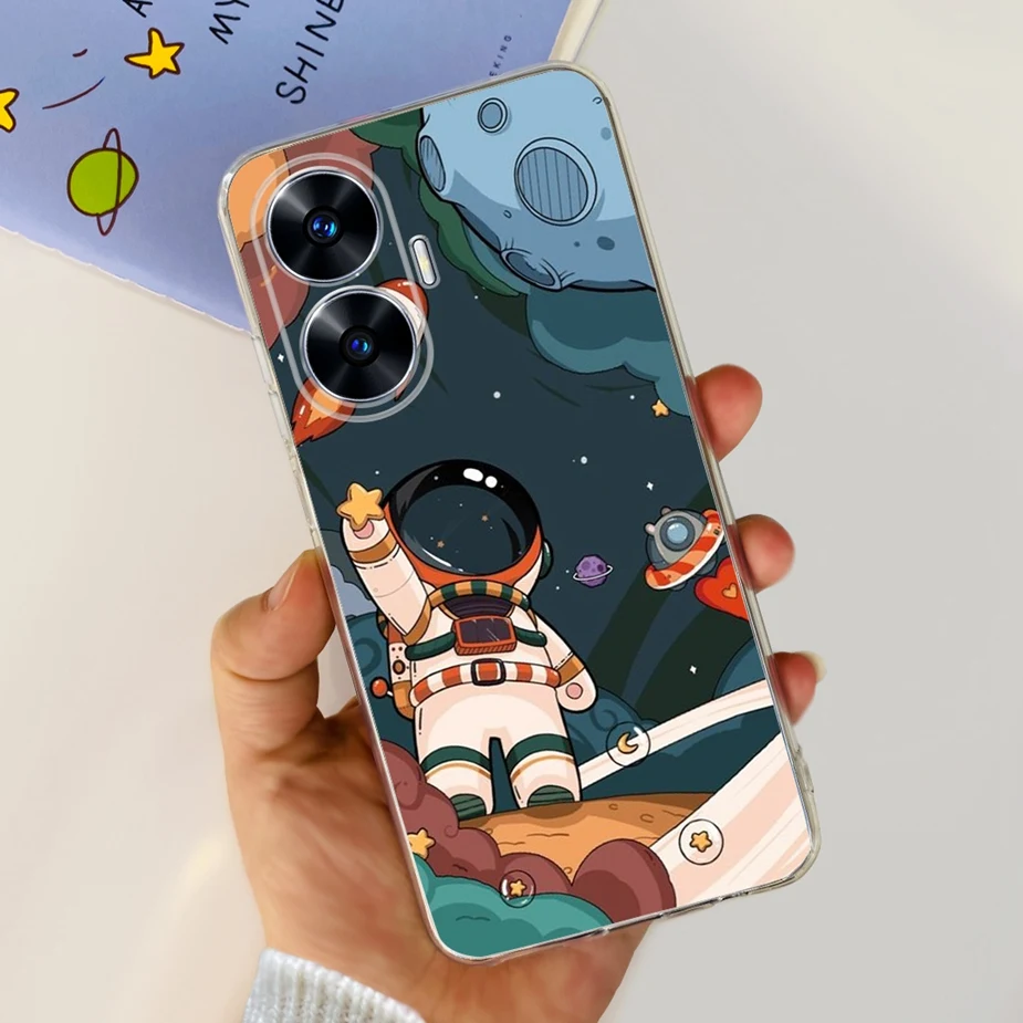 Cute Cosmonaut Painted Soft TPU Phone Case - Stylish Back Cover  Capa