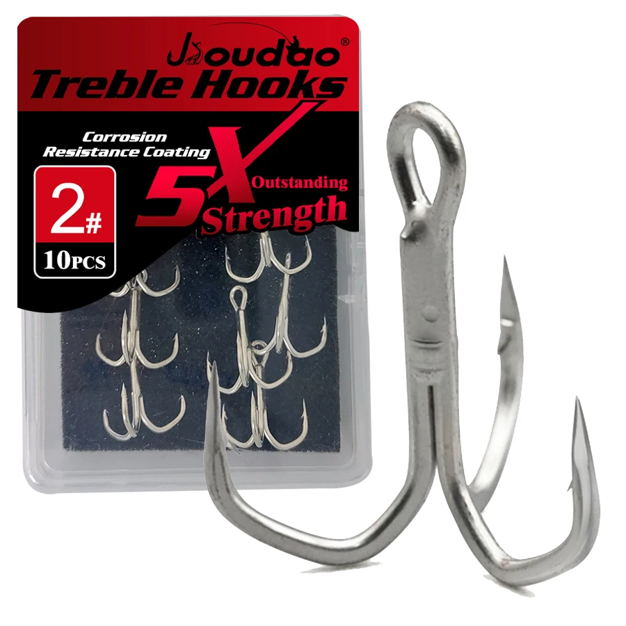 Hameçons triples 5X renforcés 10 pièces pour pêche gros poissons truite saumon thon
