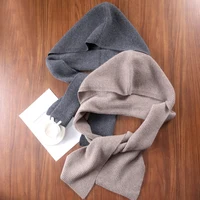 100%Wool Knitted Scarf Shawl For Women Winter Soft Warm Fashion Hooded Fake Collar Solid Multifunctional Neck Warmer Scarves - Image 4