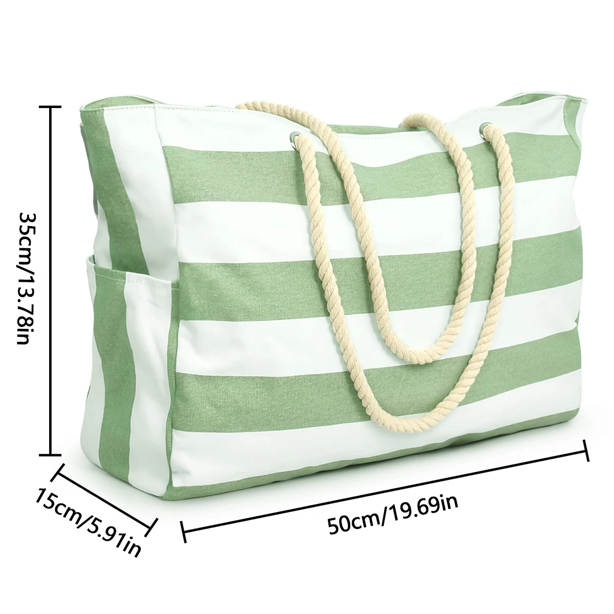 Reisetasche aus Segeltuch, gestreifte Außentasche mit Reißverschluss für Outdoor-Reisen, Urlaubsgepäck, wasserdichte Tasche mit Segeltuchgriff, praktisch zusammenklappbare Strandtasche-ll_voghion.com