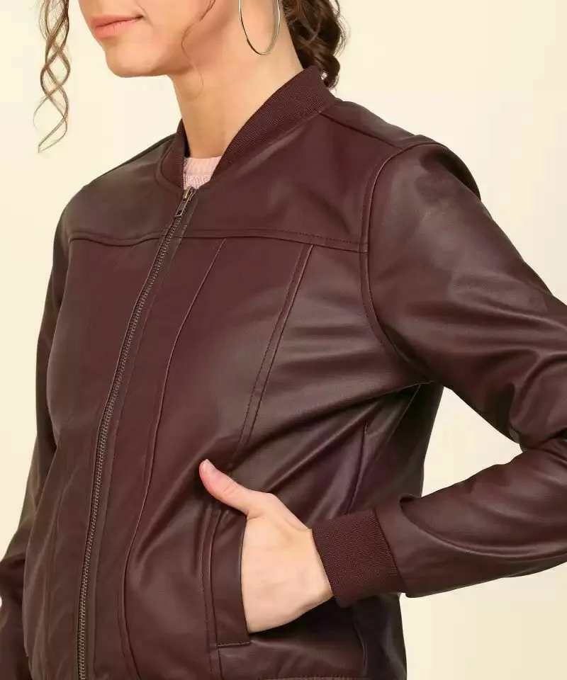 100% Leather Jacket Zipper NEW Modern Women Casual Wear Genuine Lambskin