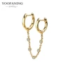 YUXINTOME 1 PC 925 en argent Sterling aiguille d'oreille coloré Zircon chaîne gland boucles d'oreilles pour les femmes deux trous boucle d'oreille bijoux A45