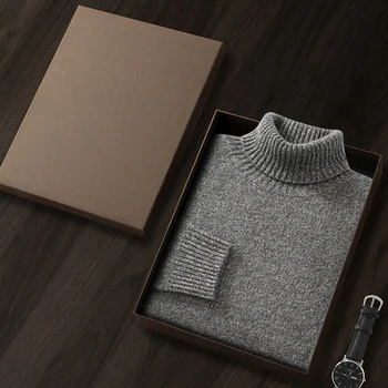 ZOCEPT 100% cashmere naturale maglione a collo alto da uomo inverno addensato caldo causale pullover da lavoro maglioni in filato colorato lavorato a maglia 1