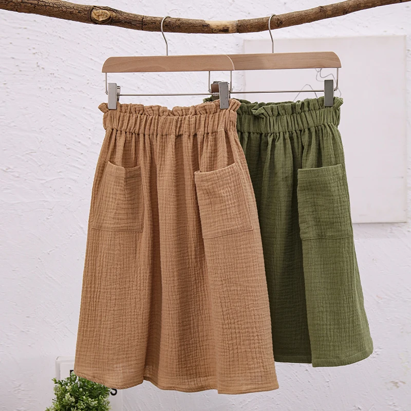 100% Cotton Gauze Pleated Elastic Waist Girls Skirts 2024 Summer