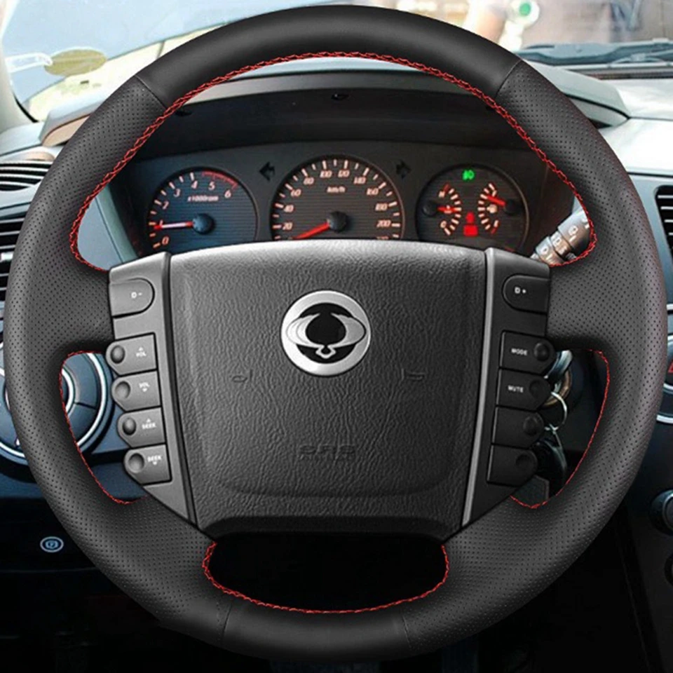 Für ssangyong rexton rexton w rodius Geflecht Auto Lenkrad abdeckung anpassen Mikro faser Leder Autozubehör – Detail 1