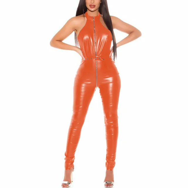 Shiny Sleeveless Jumpsuit with Belt 5