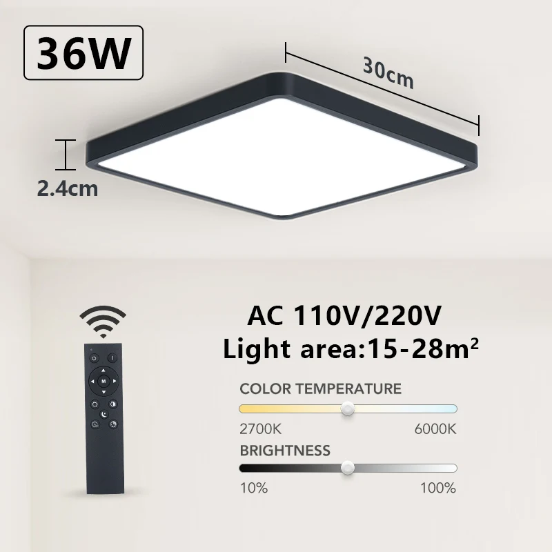 recessed ceiling spotlights MARPOU Tuya Smart LED Ceiling lamp Wood Grain App Voice Control Alexa/Google Remote Control Square Ceiling Lights Living room bathroom downlights LED Downlights