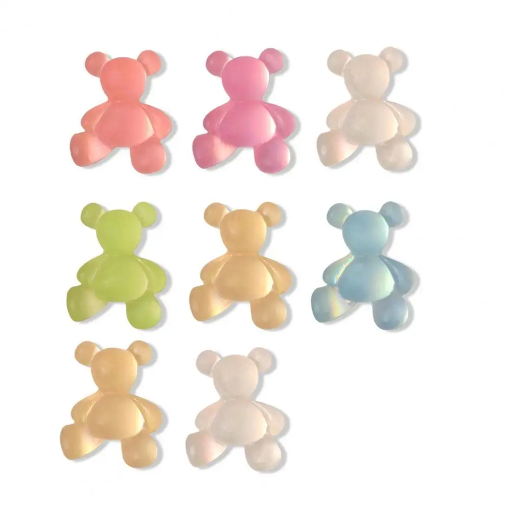 

8Pcs Nail Decorations Stylish Luminous Bear Nail Decorations Easy to Use DIY Manicure Decor