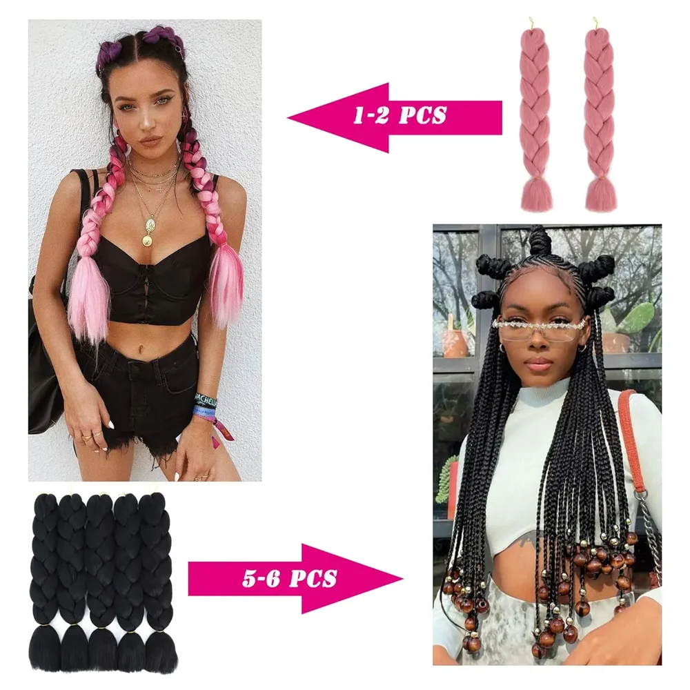 24 Inch Synthetic Jumbo Braids Kanekalon Braiding Hair Colorful Twist Hair Braiding Afro Braiding Hair Extensions for Children