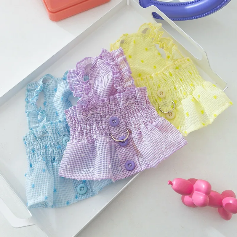 

Pet Embroidery with Traction Sling Thin Summer Dress Cute Puppy Skirt Dog Cat Pretty Dress Puppy Princess Dresses
