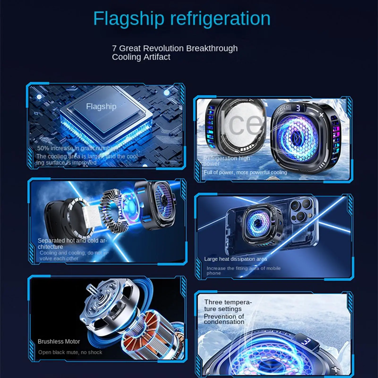 폰 쿨러 10W 마그네틱 스마트폰 히트싱크 3단계 스마트폰 냉각 팬 RGB 조명 포함 게임 라이브 스트리밍 비디오용