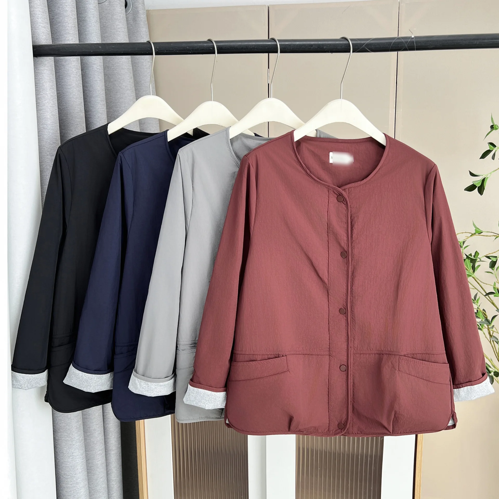 XXXXL Fashion Plus Size Women's Jacket Autumn New Style Simple And Retro Casual Collarless Outerwear 535