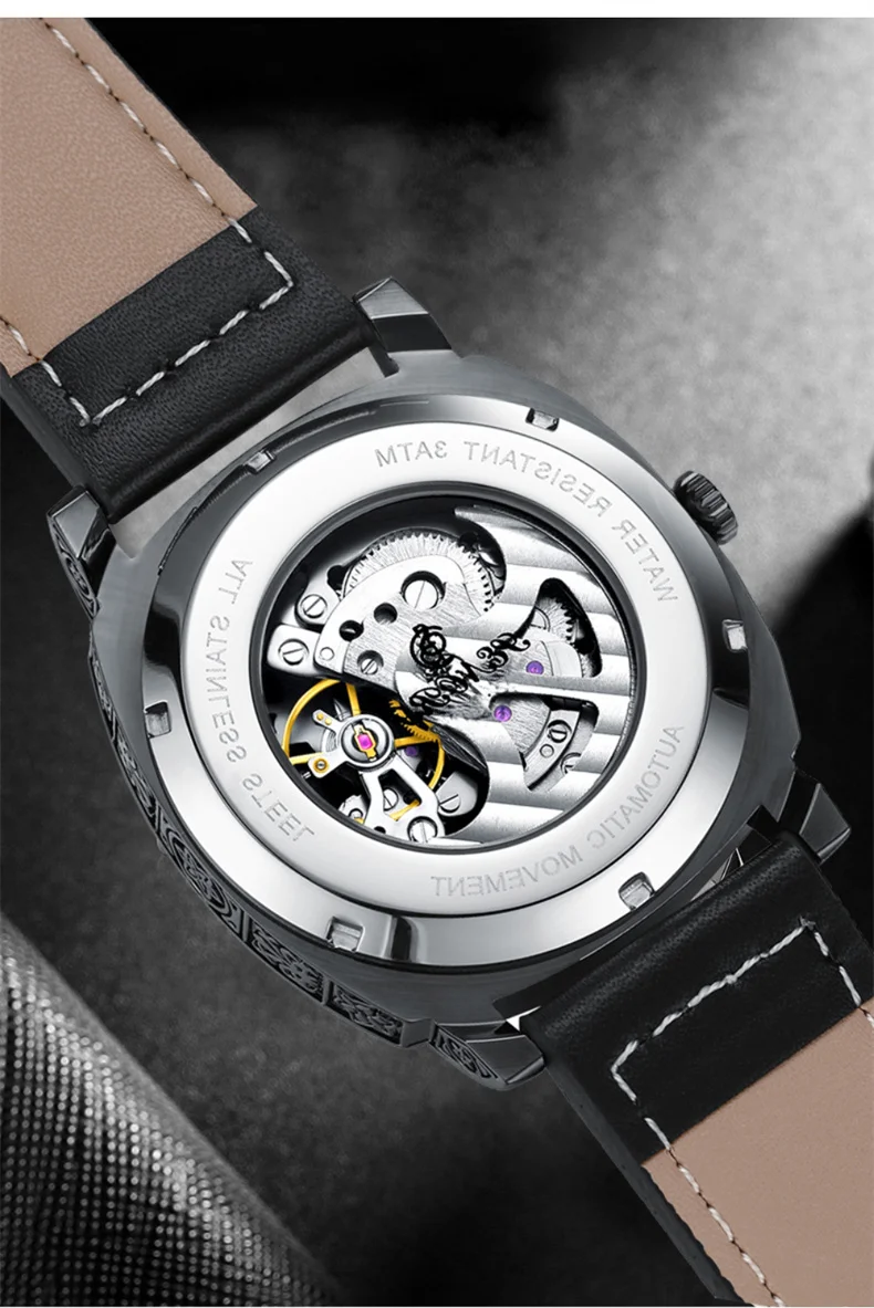 Luminous Skull Men  Top  Luxury Military Automatic Mechanical Male Clock Sport Waterproof Leather Wrist_voghion.com