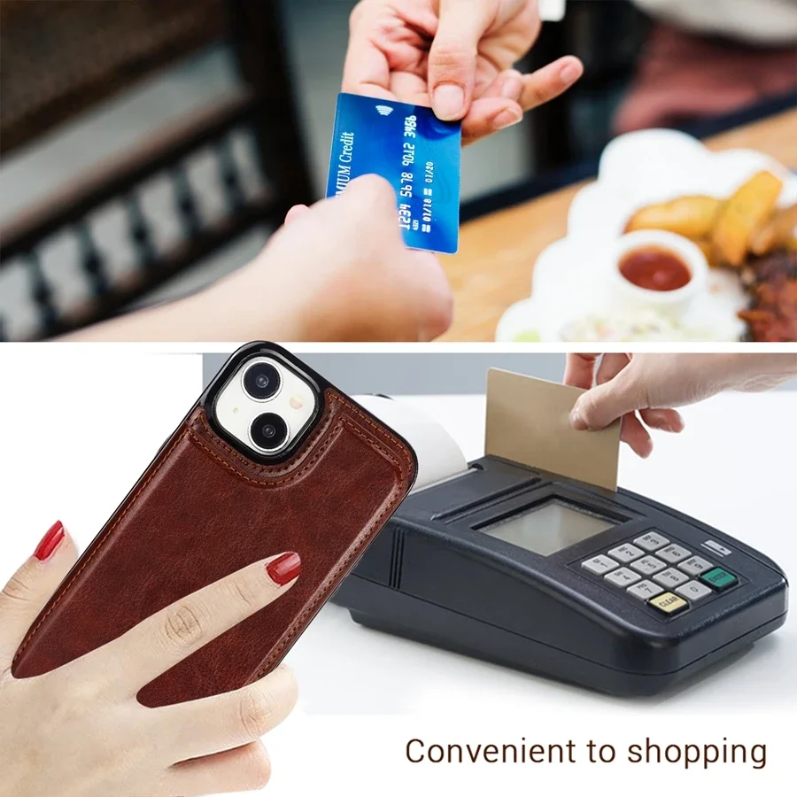Double Button Flip Wallet Protection Leather Case For iPhone 15 Pro Max 14 Plus 13 Mini 12 11 SE X XS XR 8 7 6s Cover Phone Case Leather Phone Case Leather Wallet Case Leather Case