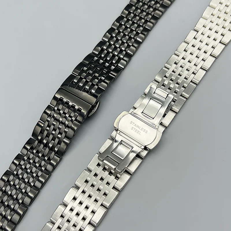 Premium Solid Stainless Steel Watch Band with Butterfly Clasp - Replacement Strap Bracelet
