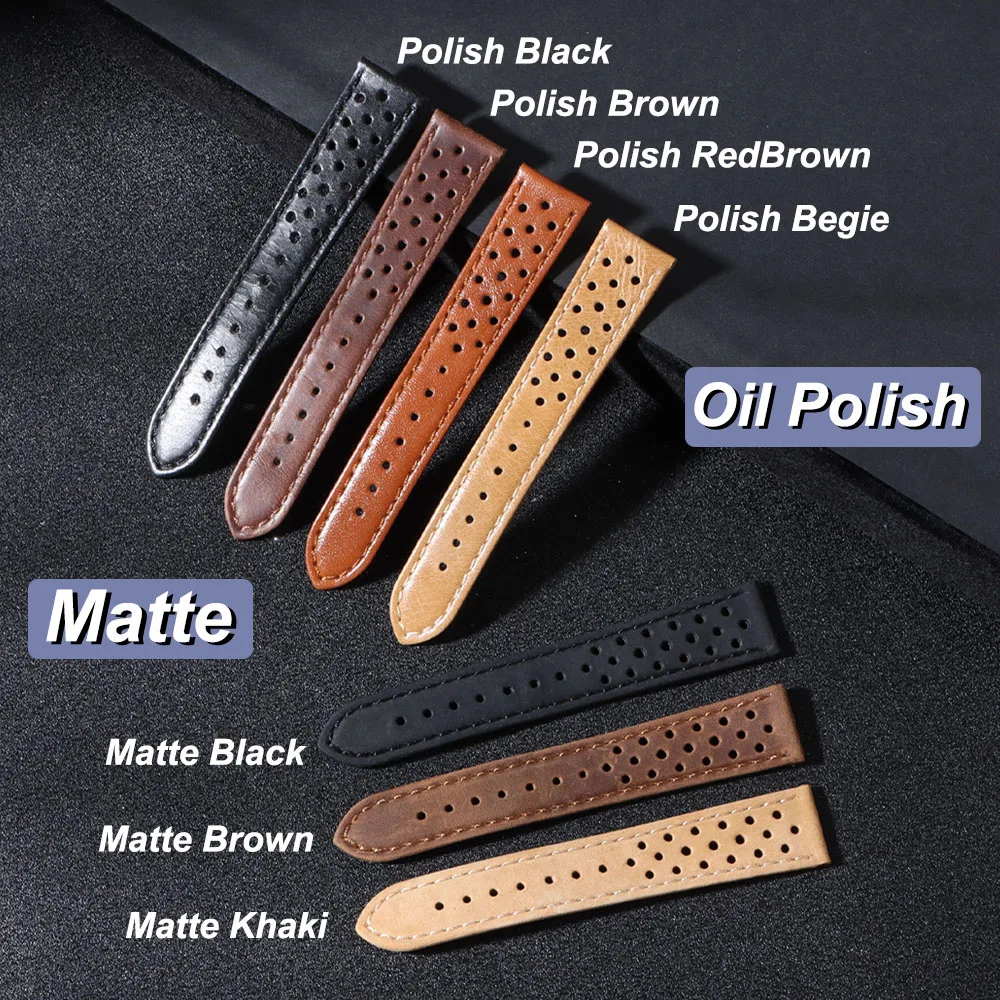 Vintage Calfskin Leather Breathable Watch Band Wrist Bracelet