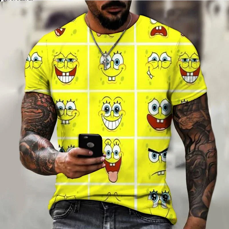 2024 Summer SpongeBob Tshirt Kids New Fashion Brand All-match Men Women T-shirt Cartoon Print Children's Harajuku Casual T-shirt 5