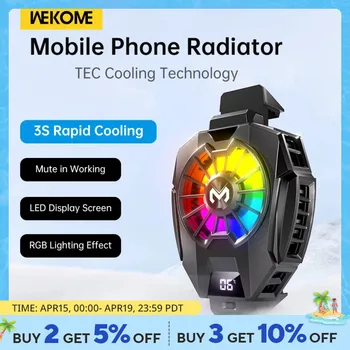 WEKOME 휴대폰 방열기, 온도 디스플레이, 게임용 냉각 라디에이터, 휴대폰용 범용 백 클립 포함 상품 이미지