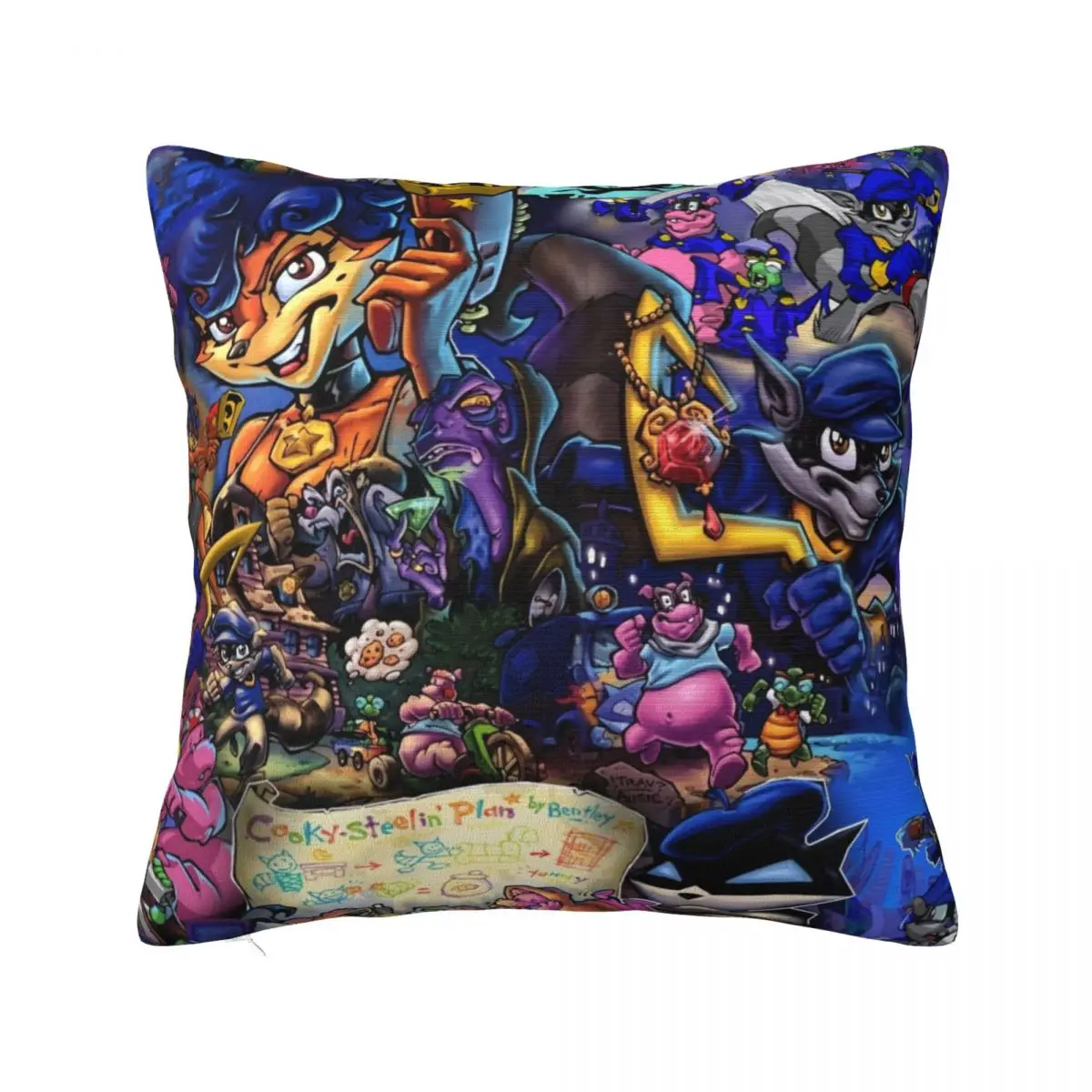 

Comic Collage Sly Cooper Throw Pillow Cusions Cover Decorative Sofa Cushion