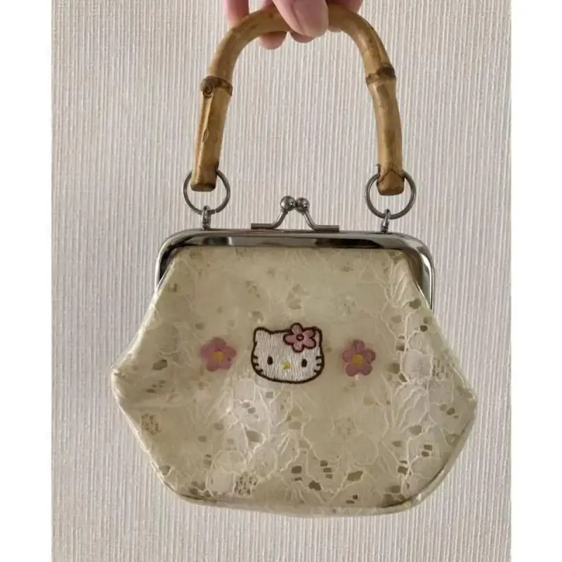 

Cartoon Sanrioed Anime Hello Kittys Handbag Ins Girly Heart Kawaii Retro Versatile Storage Cosmetic Bag Holiday Gifts