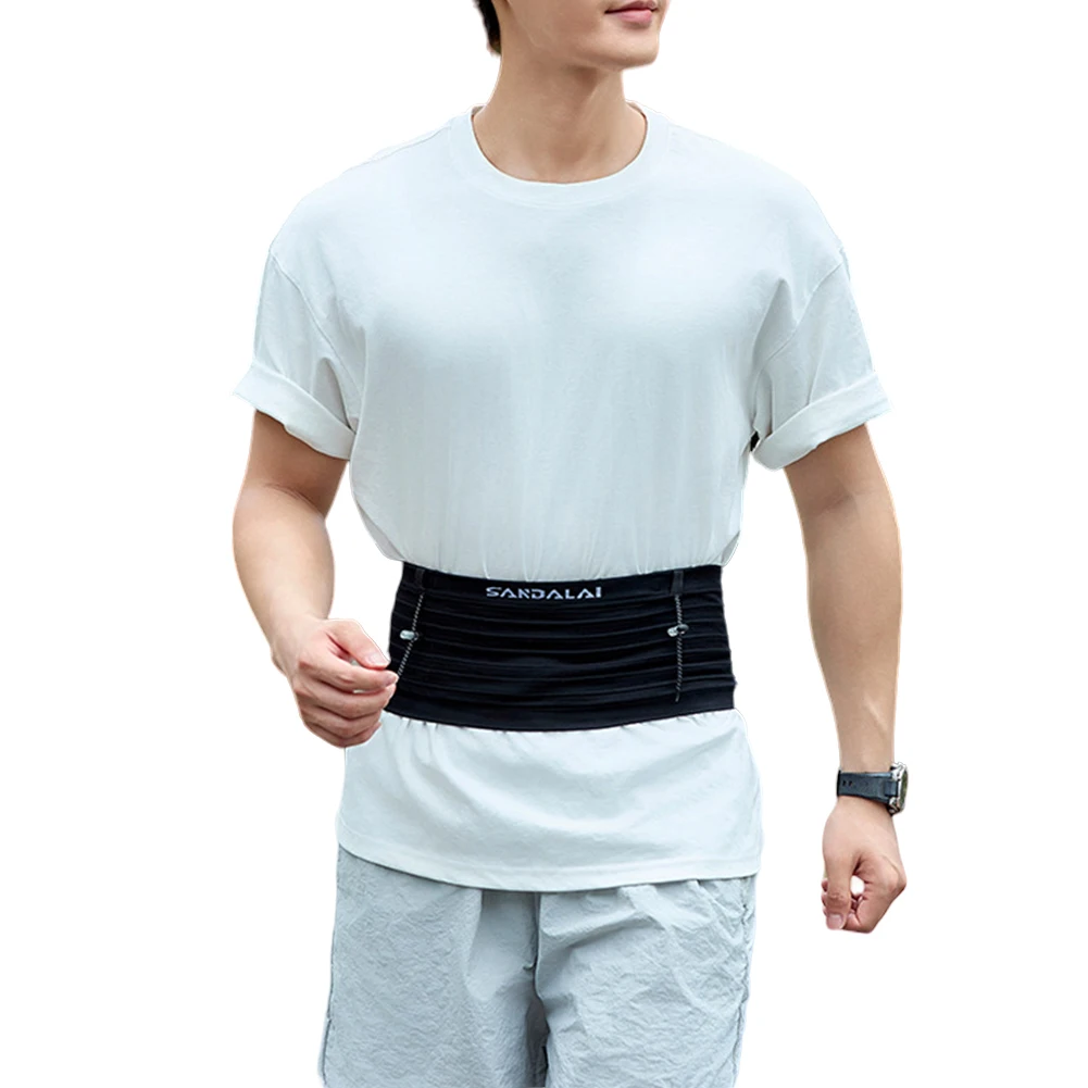 Slim Running Belt for Women Men with Phone Holder Fanny Pack Elastic Runner Belt for Triathlon Marathon Cycling Mountaineering 2