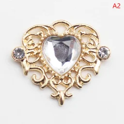 5pcs neue 21*25mm Herz flache Legierung Strass Knöpfe für Kleidung Dekoration DIY Handwerk Stirnband Hochzeits dekoration – Detail 6