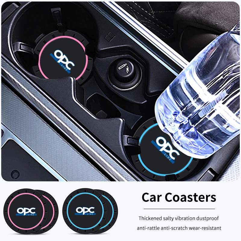2PCS Car Coasters Water Cup Slots Non-Slip Mat Waterproof Cup Pad For OPEL OPC Line Zafira Corsa Insignia Mokka Regal Grandland